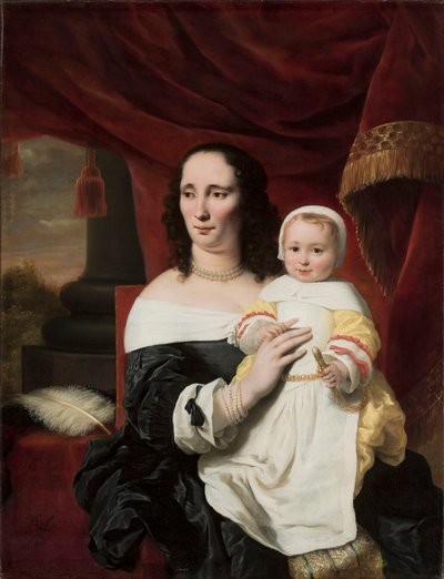 Johanna de Geer-Tripin muotokuva tyttärensä Cecilian kanssa tekijältä Ferdinand Bol