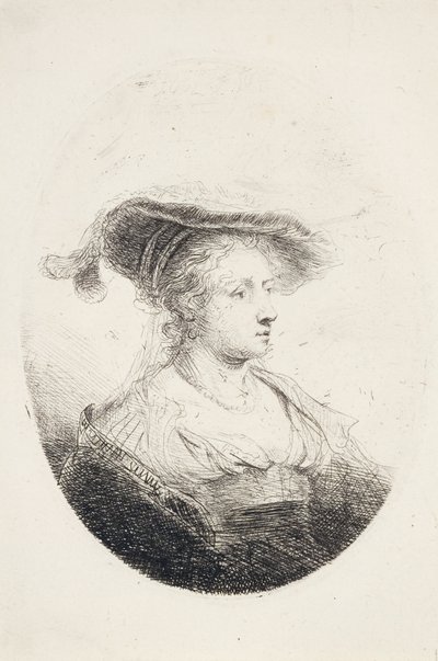Nuori nainen, jolla on hattu, 1644 tekijältä Ferdinand Bol