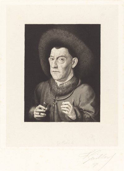 Mies vaaleanpunaisen kanssa tekijältä Ferdinand Gaillard after Jan van Eyck