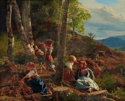 Pensaiden poimijat Wienin metsässä, 1855. tekijältä Ferdinand Georg Waldmuller