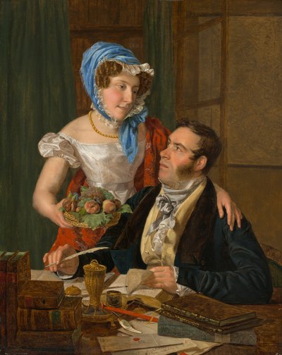 Kartografi, professori Josef Jüttner ja hänen vaimonsa, 1824. tekijältä Ferdinand Georg Waldmuller