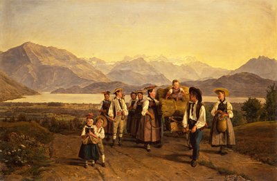 Kotiinpaluu sadonkorjuusta Zug-järvellä tekijältä Ferdinand Georg Waldmuller