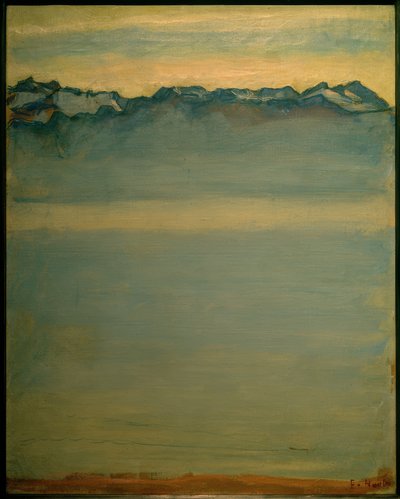 Genevenjärvi ja Savoijin Alpit tekijältä Ferdinand Hodler