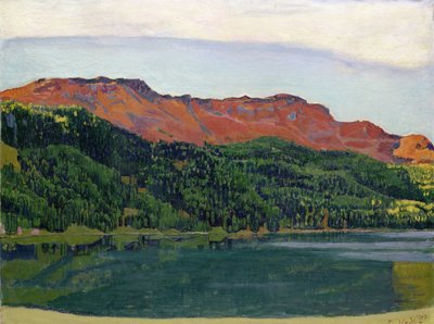 Silvaplana-järvi Piz Corvatschin kanssa tekijältä Ferdinand Hodler