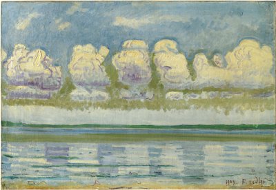 ""Näkymä Genevejärvestä ja Sveitsin Jurasta"" (Genevejärvi Sveitsin Juralla) Ferdinand Hodlerin (1853-1918) maalaus tekijältä Ferdinand Hodler