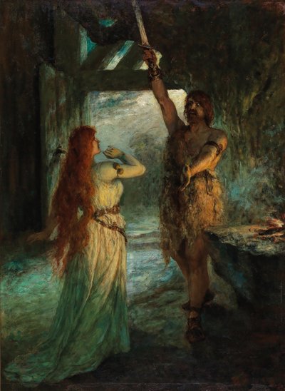Valkyrie 1st Act: Sieglinde ja hänen veljensä Siegmund. tekijältä Ferdinand Leeke