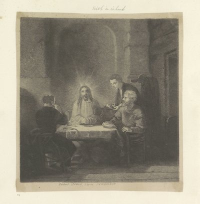 Maaltijd te Emmaus Kokoelma kahdeksankymmentäviisi alkuperäistä vedosta (sarjan nimi) tekijältä Ferdinand Lehman