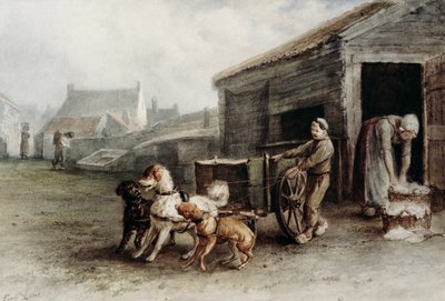 A Dog Cart, Hollanti, n.1890 (wc paperilla) tekijältä Ferdinand Lintz