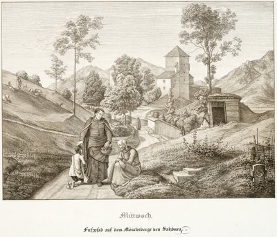 Keskiviikko: kävelytie Mönchsbergillä lähellä Salzburgia tekijältä Ferdinand Olivier