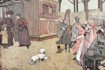 Hullu teatteri, lapsuuden Imagier, n. 1900 (kaiverrus) tekijältä Ferdinand Raffin