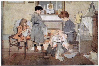 Vauvan kylpy, n. 1930 (printti) tekijältä Ferdinand Raffin