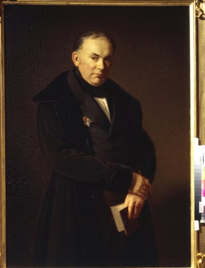 Runoilija Vasili Andrejevitš Žukovskin (1783-1852) muotokuva (runoilija V. Žukovskin muotokuva). Ferdinand Theodor Hidebrandtin (1804-1874) maalaus, öljy kankaalle, 1844. Saksalainen taide (Dusseldorf) tekijältä Ferdinand Theodor Hildebrandt