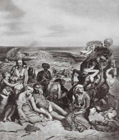 Chiosin verilöylyt (litografia) tekijältä Ferdinand Victor Eugene (after) Delacroix