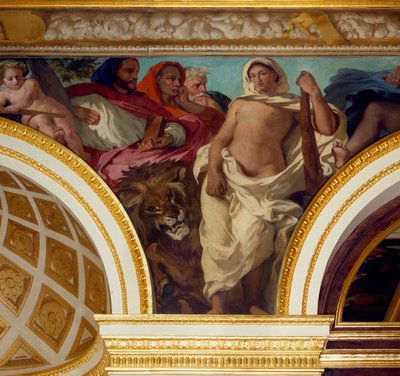 Oikeuden allegoria Yksityiskohta Eugene Delacroixin (1798-1863) freskosta, joka koristaa King