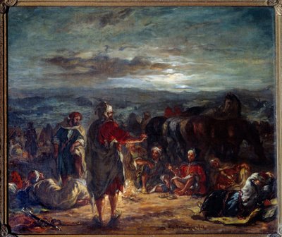 Arabien leiri yöllä. Eugene Delacroix (1798-1863) maalaus tekijältä Ferdinand Victor Eugene Delacroix
