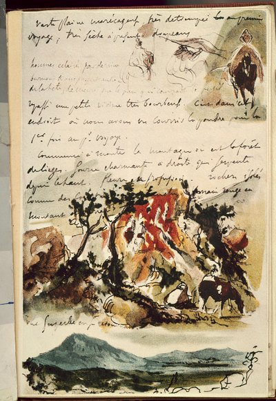 Marokon asiakirjat. Piirustus: Eugene Delacroix (1798-1863) tekijältä Ferdinand Victor Eugene Delacroix