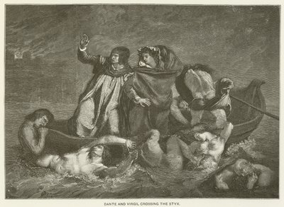 Dante ja Virgil ylittävät Styxin tekijältä Ferdinand Victor Eugene Delacroix