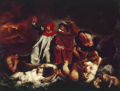 Danten vene, Dante Alighierin Divina Commedialta (öljy kankaalle tekijältä Ferdinand Victor Eugene Delacroix