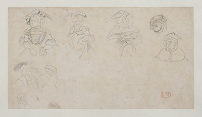 Hahmotutkimuksia, n.1800-1899 (grafiitti vellapaperille) tekijältä Ferdinand Victor Eugene Delacroix