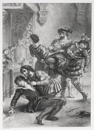 Hamlet: Hamletin kuolema, 1843. tekijältä Ferdinand Victor Eugene Delacroix