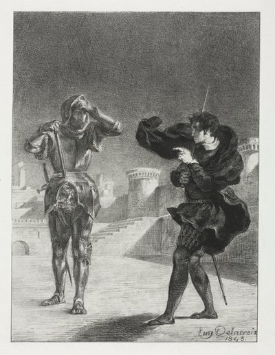 Hamlet: Phantom on the Terrace, 1843. tekijältä Ferdinand Victor Eugene Delacroix