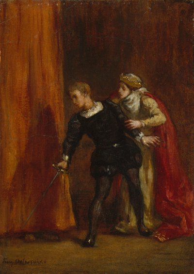 Hamlet ja hänen äitinsä, 1849 tekijältä Ferdinand Victor Eugene Delacroix