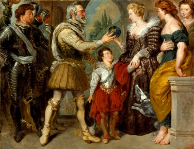 Henrik IV antaa Marie deMedicille regentuurin (Rubensin mukaan), noin 1830-4. tekijältä Ferdinand Victor Eugene Delacroix