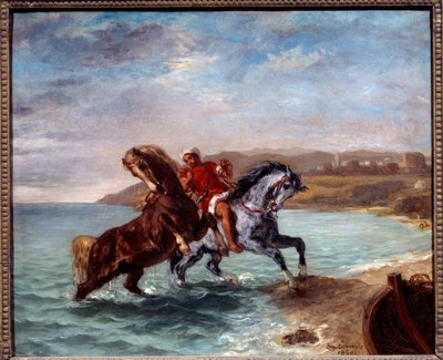 Hevoset tulevat merestä. Eugene Delacroix (1798-1863) maalaus tekijältä Ferdinand Victor Eugene Delacroix