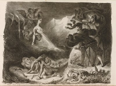 Kuvitus Goethes Faustille, 1828 tekijältä Ferdinand Victor Eugene Delacroix