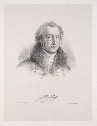 Kuvituksia Faustille: Frontispiece - Johann Wolfgang von Goethen muotokuva, 1828. tekijältä Ferdinand Victor Eugene Delacroix