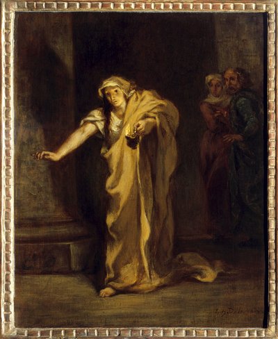 Lady Macbeth unissakävely Kuvitus William Shakespearen (1564-1616) samannimisestä teoksesta. Eugene Delacroix