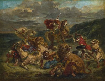 Leijonametsästys, 1860-61 tekijältä Ferdinand Victor Eugene Delacroix