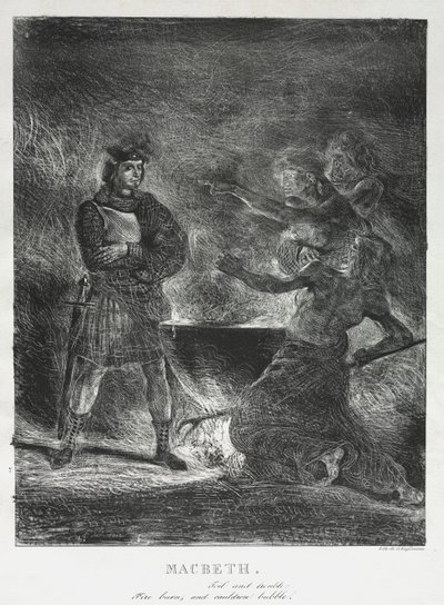 Macbeth Consulting the Witches, 1825. tekijältä Ferdinand Victor Eugene Delacroix