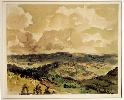 Panoraamanäkymä metsäisille kukkuloille ympärillä Crozen akvarelli Eugene Delacroix (1798-1863) Noin 1855 Sun. 0,21 x 0,26 m Pariisi. Louvren taidemuseo tekijältä Ferdinand Victor Eugene Delacroix