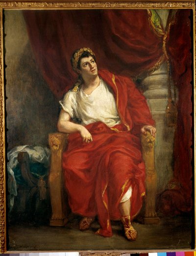 Muotokuva koomikko Francois-Joseph (Francois Joseph) Talmasta (1763-1826) tulkitsemassa Neroa Jean Racinen teoksessa Britannicus """" Eugene Delacroix (1798-1863) maalaus 1853 Dim. 0,92 x 0,73 m Pariisi, ranskalainen komedia tekijältä Ferdinand Victor Eugene Delacroix
