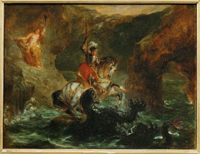 Saint Georges combattant le dragon, dit aussi Persee delivrant Andromede - Saint George fighting the dragon ... tekijältä Ferdinand Victor Eugene Delacroix