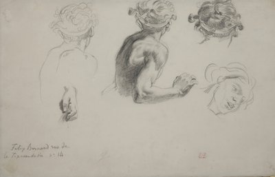 Tutkimuslehti "Trajanuksen tuomiolle", n. 1840 (kynä paperille) tekijältä Ferdinand Victor Eugene Delacroix