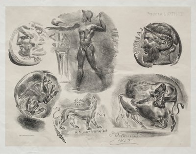 Arkki kuudella antiikkimitalilla, 1825. tekijältä Ferdinand Victor Eugene Delacroix