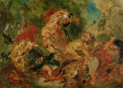 Tutkimus Leijonametsästystä varten, 1854 tekijältä Ferdinand Victor Eugene Delacroix