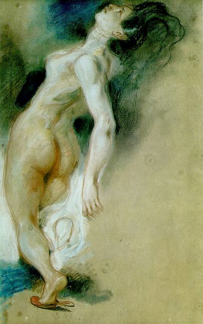 Tutkimus Sardanapaluksen kuolemaan (pastelli, punainen ja valkoinen liitu paperille) tekijältä Ferdinand Victor Eugene Delacroix
