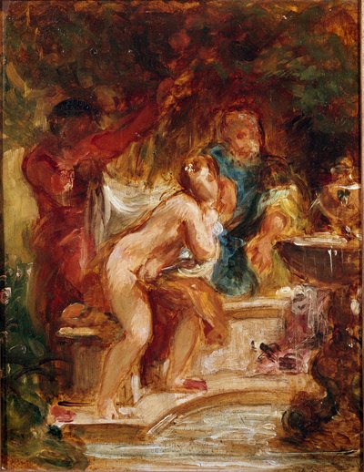 Suzanne kylvyssä. Eugene Delacroix (1798-1863) maalaus tekijältä Ferdinand Victor Eugene Delacroix