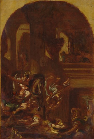 Heliodoroksen karkottaminen temppelistä, noin 1857. tekijältä Ferdinand Victor Eugene Delacroix