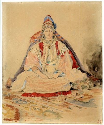 Tangerin juutalainen avioliitto. Eugene Delacroixin akvarellipiirros (1798-1863) tekijältä Ferdinand Victor Eugene Delacroix