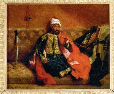 Turk fumant, assis sur un divan - Turk, tupakointi divaanilla ... tekijältä Ferdinand Victor Eugene Delacroix