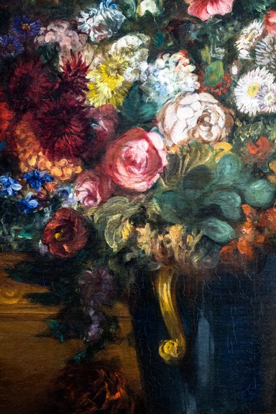 Kukkamaljakko konsolilla, yksityiskohta tekijältä Ferdinand Victor Eugene Delacroix