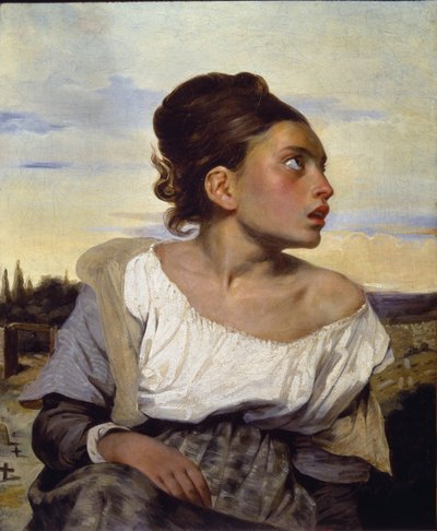 Nuori orpo hautausmaalla - öljy kankaalle tekijältä Ferdinand Victor Eugene Delacroix