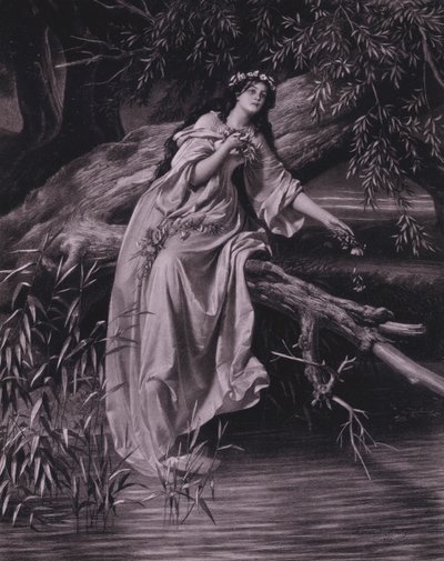 Kohtaus Shakespearen Hamletista (IV näytös, kohtaus 7) (litho) tekijältä Ferdinand the Elder Piloty