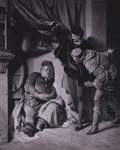 Kohtaus Shakespearen kuningas Henrik IV:stä, osa 1 (näytös II, kohtaus 4) (litho) tekijältä Ferdinand the Elder Piloty