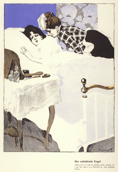 Nukkuva enkeli (väri litho) tekijältä Ferdinand von Reznicek