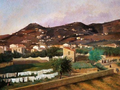 Näkymä Fiesolen kukkulalle, kirjoittanut Ferdinando Buonamici (1820-92), öljy kankaalle, 88x119 cm tekijältä Ferdinando Buonamici